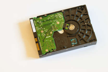 A hard drive displayed on a white backgroundのeditorial素材