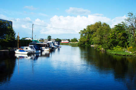 Some boats moored in Galway City, Ireland.の写真素材