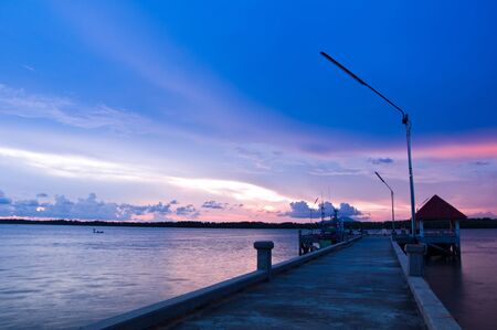 Sunset at the pier Samet Ngam,Chanthaburi,Thailand.の写真素材