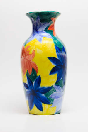 Decorative ceramic vases isolated on whiteの写真素材