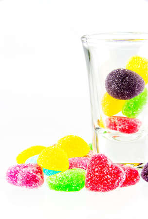 Spilling colorful candyの写真素材