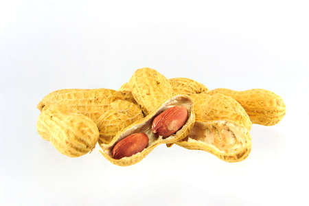Peanuts on a white background 