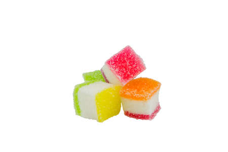 colorful jelly candies isolated on white background の写真素材