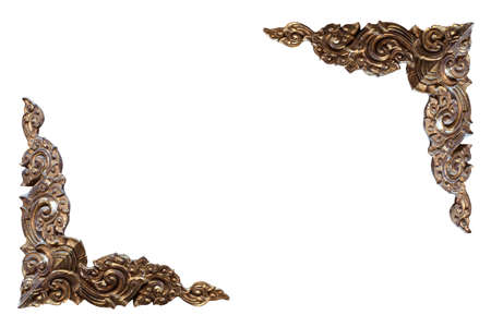 Antique carved frame on a white background の写真素材