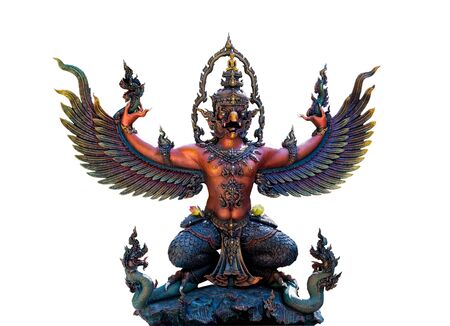 Garuda statue  on white background.の写真素材