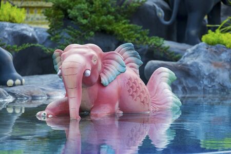 Himmapan animal statue in temple Thailand.の写真素材