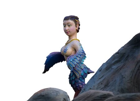 Himmapan animal sculpture on white background.の写真素材