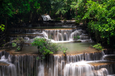 Landscape Huai Mae Kamin waterfall Srinakarin at Kanchanaburi, Thailand.