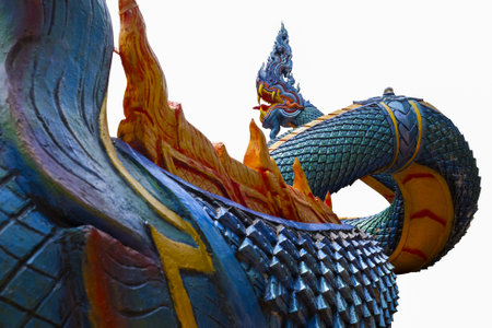 Naga statue in Thai temple, Thailand. (Naga statue)の写真素材