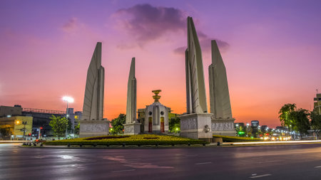 Moment of Democracy monument at Dusk (Bangkok, Thailand).の写真素材
