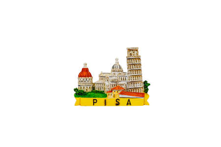The travel fridge souvenir magnet â Pisa, Italy. On a white backgroundの写真素材