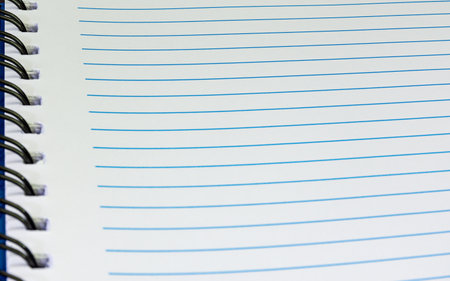 Open blank lined page notebook, Striped notebook paper texture. Paper Background. Selective focusの写真素材