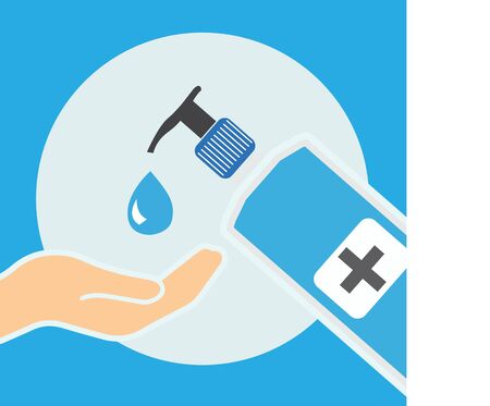 Hand sanitizer pump bottle, washing gel, alcohol gelのイラスト素材