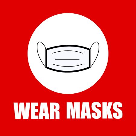 Safety sign, Wear dust mask.Medical mask icon isolated.Safety breathing masks.のイラスト素材