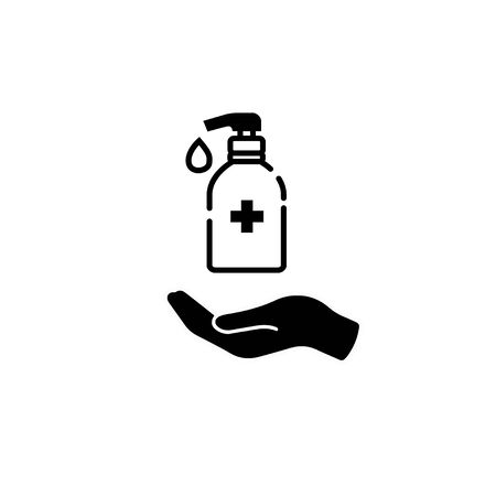 Disinfection. Hand sanitizer bottle icon, washing gel. Vector illustrationDisinfection. Hand sanitizer bottle icon, washing gel. Vector illustrationのイラスト素材