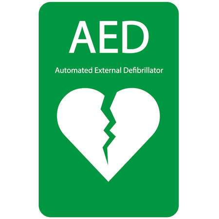 AED,automated external defibrillator / aed sign with heart and electricity symbol flat vector iconのイラスト素材