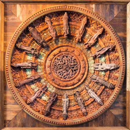 Wooden symbol circle of religion and art. Pattaya .Thailandの写真素材