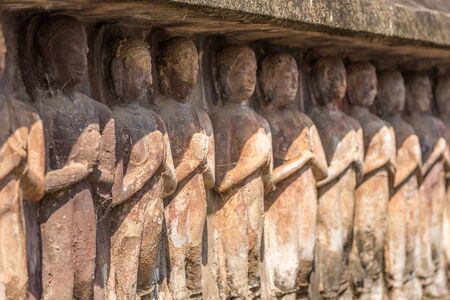 Stone buddha statues with salute hands. Buddha statues with respect handの写真素材
