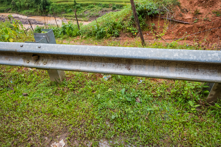 Guard rail in countryside, Barrier that prevent car accidentの写真素材