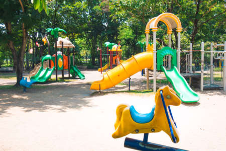 A children's playground and slider