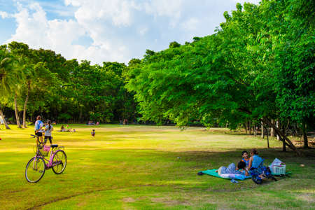 Samut Prakan, THAILAND - June 27 2017 : Public parks where people like to relax.Sri Nakhon Khuean Khan Parkのeditorial素材