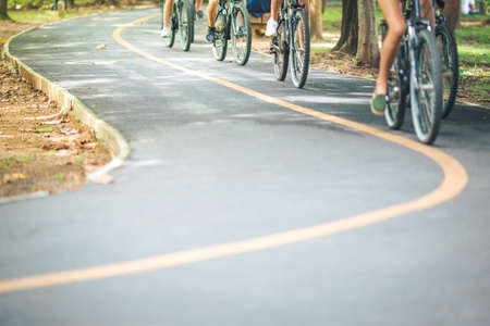 Bike path,movement of cyclist in the parkの写真素材