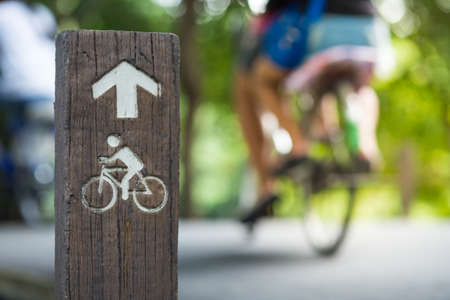 Bike sign, background blur bike and streetの写真素材