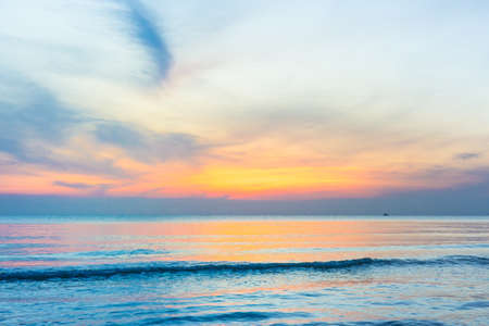 Beautiful sky at sunset on the beachの写真素材