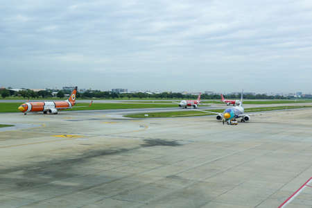 Bangkok, THAILAND - August 04 2017 : Don Muang Airport, air traffic at one of the finest airports in Thailand.のeditorial素材