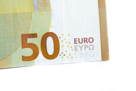 fifty euro banknote,Euro currency money isolated on white background.