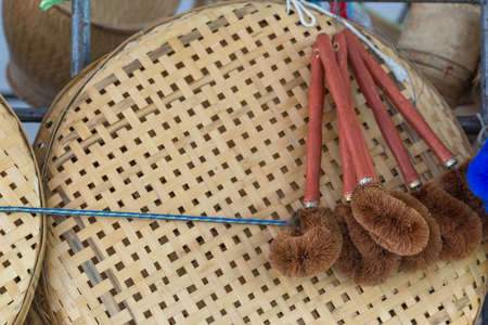 Scrub brush wooden Hang on the wall at the market