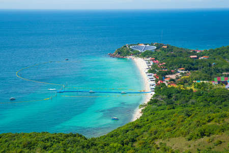 High view of sea and beach, Nuan beach,Koh Lan island, Pattaya Thailandの写真素材