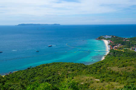 High view of sea and beach, Nuan beach,Koh Lan island, Pattaya Thailandの写真素材