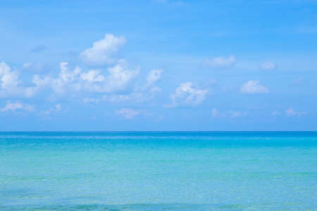 The beauty of the summer beach and the clear sea on the bright sky.At Klong Chao Beach Koh Kood, Thailandの写真素材