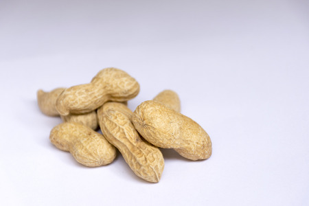 The peanut is boiled isolted on white background. Snack of Thailand. image has copy space.の写真素材