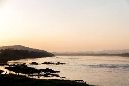 Mountains during the evening.Covered with mistの写真素材