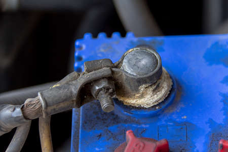 Batteries installed in the car to rust.の写真素材