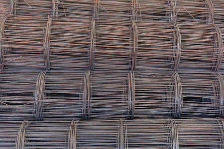Rolls of wire mesh placed them in storage awaiting disposalの写真素材