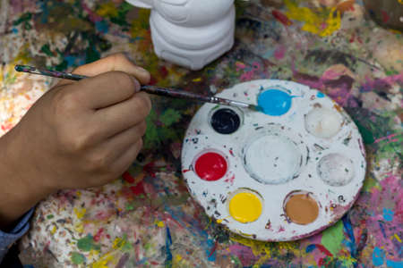 Children's creative hand by coloringの写真素材