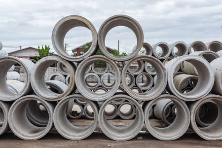 Drainage pipe. Sewer pipes used for drainage constructionの写真素材