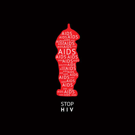 Vector aids condom cartoon illustration isolated on black backgroundのイラスト素材