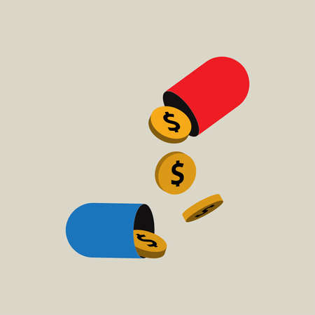 Medicines with money insideのイラスト素材