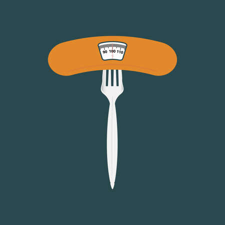 weighing scales with junk foodのイラスト素材