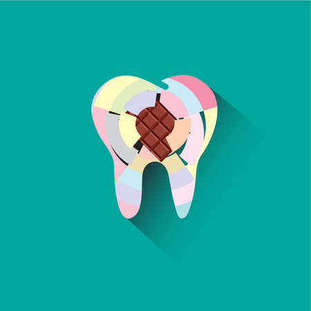 Icon tooth decay caused by chocolateのイラスト素材