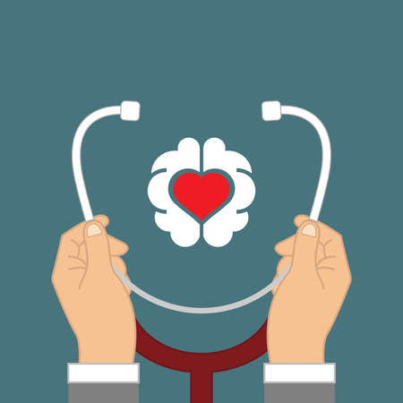 Stethoscope heart and brainのイラスト素材