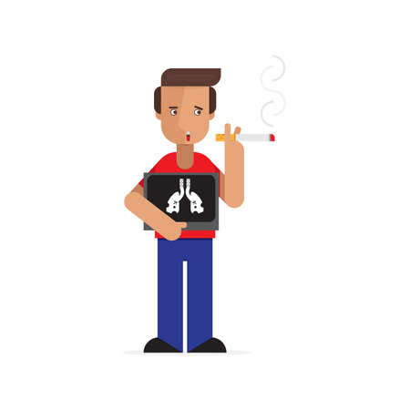 Man smoking with x-ray lungのイラスト素材