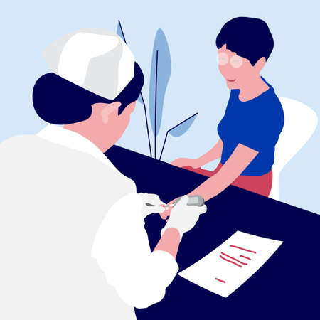 Blood sugar level monitoring with glucose meter.のイラスト素材