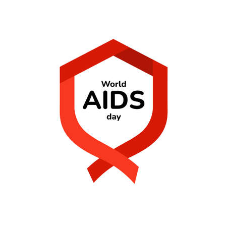 World AIDS day awareness , red ribbon. Prevention, poster, HIV, AIDS, landing page template. Vector.のイラスト素材