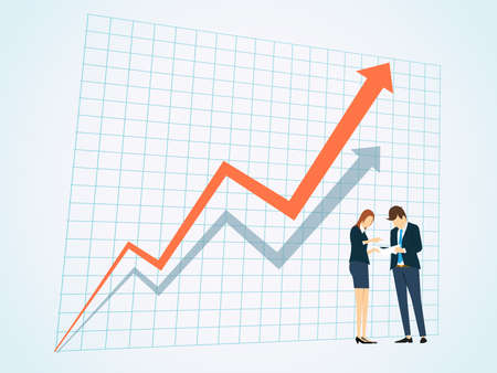 Business People on business graph backgroundのイラスト素材