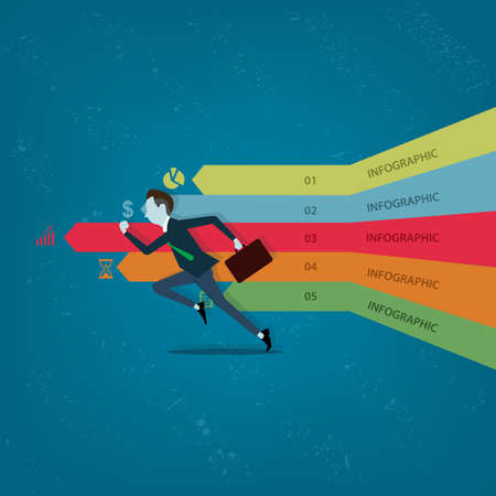 Vector business man competitive with business on info graphのイラスト素材